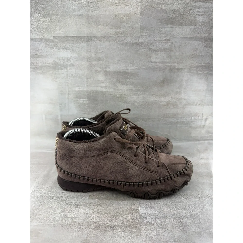 Skechers Relaxed Fit Women 7.5 Brown Leather Faux Fur Moccasin Boots 49013 CHOC